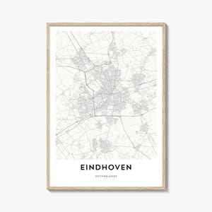 Impression de carte d'Eindhoven, cadeau de carte d'Eindhoven, affiche d'Eindhoven, oeuvre d'art de plan de la ville pour la maison et le bureau, Pays-Bas