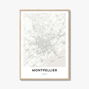Map of Montpellier Print, Montpellier Map Gift, Montpellier Poster, City Map Artwork for Home & Office, France