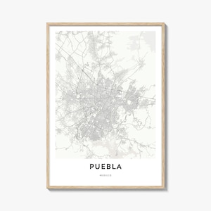 Puebla Map Print: City Map Artwork, Mexico Home Decor