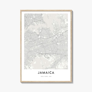 Map of Jamaica Print, Jamaica Map Gift, Jamaica Poster, City Map Artwork for Home & Office, New York