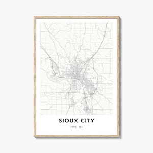 Map of Sioux City Print, Sioux City Map Gift, Sioux City Poster, City Map Artwork for Home & Office, Iowa