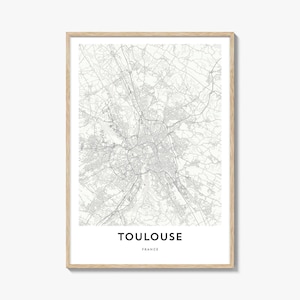 Map of Toulouse Print, Toulouse Map Gift, Toulouse Poster, City Map Artwork for Home & Office, France
