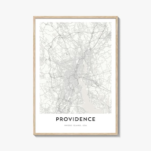 Impressão de pôster do mapa de Providence, arte de parede de Rhode Island, decoração dos EUA, rua da cidade da Nova Inglaterra