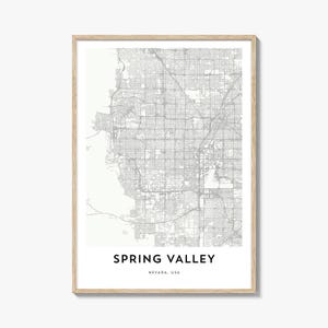 Impressão do mapa de Spring Valley, Nevada: decoração de casa com paisagem urbana