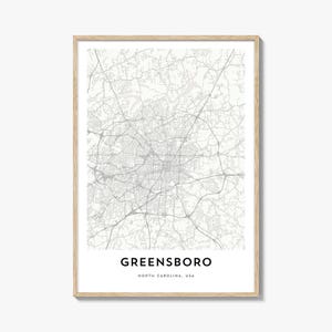 Map of Greensboro Print, Greensboro Map Gift, Greensboro Poster, City Map Artwork for Home & Office, North Carolina