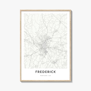 Map of Frederick Print, Frederick Map Gift, Frederick Poster, City Map Artwork for Home & Office, Maryland