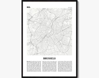 Brüssel-Stadtplan-Druck, Zeitungsposter, Stadtreise-Wanddeko