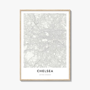 Map of Chelsea United Kingdom Print, Chelsea Map Gift, Chelsea Poster, City Map Artwork for Home & Office,