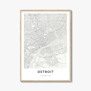 Map of Detroit Print, Detroit Map Gift, Detroit Poster, City Map Artwork for Home & Office, Michigan