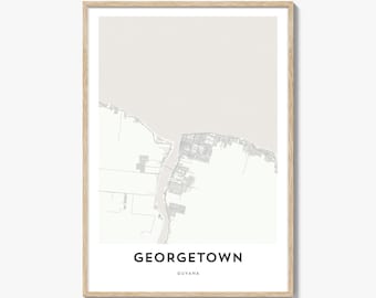 Georgetown Guyana Map Print: City Map Wall Art