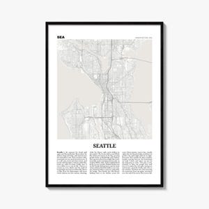 Seattle Poster, Newspaper Map Print, Washington Wall Art