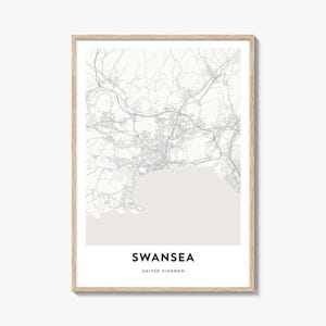 Map of Swansea Print, Swansea Map Gift, Swansea Poster, City Map Artwork for Home & Office, United Kingdom