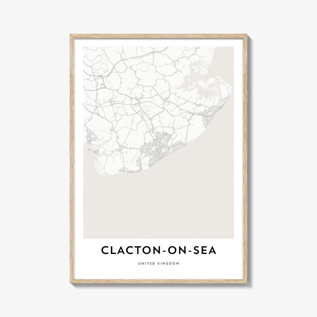 Map of Clacton-on-sea Print, Clacton-on-sea Map Gift, Clacton-on-sea ...