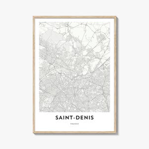 Map of Saint-Denis Print, Saint-Denis Map Gift, Saint-Denis Poster, City Map Artwork for Home & Office, France
