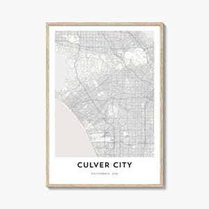 Mapa de Culver City Print, presente de mapa de Culver City, pôster de Culver City, arte de mapa da cidade para casa e escritório, Califórnia