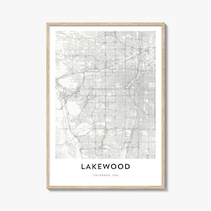 Kaart van Lakewood-print, Lakewood-kaartcadeau, Lakewood-poster, kunstwerk stadsplattegrond voor thuis en op kantoor, Colorado