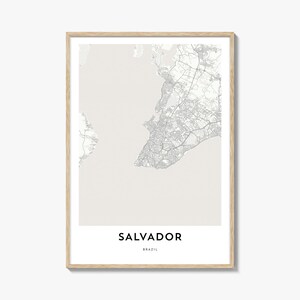 Impresión de mapa de Salvador, regalo de mapa de Salvador, póster de Salvador, obra de arte de mapa de la ciudad para el hogar y la oficina, Brasil