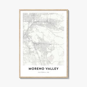 Kaart van Moreno Valley-kaart, cadeau Moreno Valley-kaart, Moreno Valley-poster, kunstwerk stadsplattegrond voor thuis en op kantoor, Californië