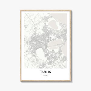 Tunis Map Poster Print, Medina Wall Art, Carthage Decor, Tunisia City Street Artwork
