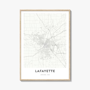 Lafayette Indiana Map Print: Cityscape Home Decor