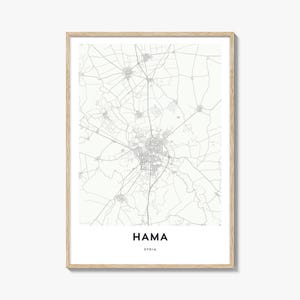 Map of Hama Print, Hama Map Gift, Hama Poster, City Map Artwork for Home & Office, Syria