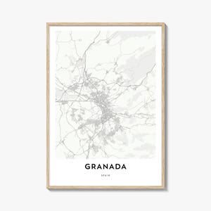 Karte von Grenada Print, Grenada Karte Geschenk, Grenada Poster, Stadt Karte Kunstwerk für Heim & Büro, Spanien