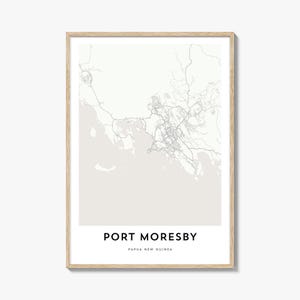 Impression de carte de Port Moresby, cadeau de carte de Port Moresby, affiche de Port Moresby, oeuvre d'art de plan de la ville pour la maison et le bureau, Papouasie-Nouvelle-Guinée