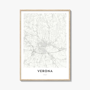 Map of Verona Print, Verona Map Gift, Verona Poster, City Map Artwork for Home & Office, Italy