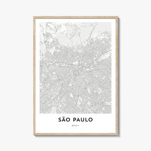 Impresión del mapa de Sao Paulo, regalo del mapa de Sao Paulo, póster de Sao Paulo, obra de arte del mapa de la ciudad para el hogar y la oficina, Brasil