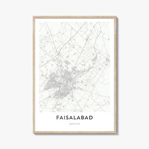 Map of Faisalabad Print, Faisalabad Map Gift, Faisalabad Poster, City Map Artwork for Home & Office, Pakistan