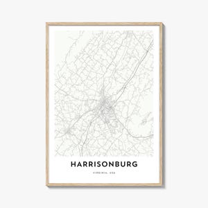 Map of Harrisonburg Print, Harrisonburg Map Gift, Harrisonburg Poster, City Map Artwork for Home & Office, Virginia