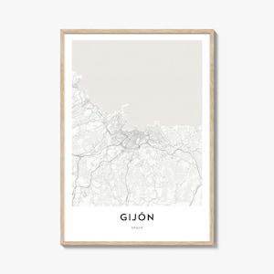 Map of Gijon Print, Gijon Map Gift, Gijon Poster, City Map Artwork for Home & Office, Spain