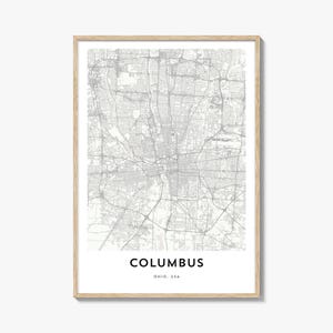 Columbus Ohio Map Print: Cityscape Home Decor