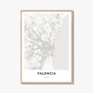 Map of Valencia Spain Print, Valencia Map Gift, Valencia Poster, City Map Artwork for Home & Office,
