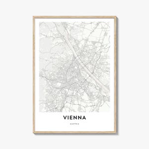 Impression de carte de Vienne, cadeau carte de Vienne, affiche de Vienne, oeuvre d'art de plan de la ville pour la maison et le bureau, Autriche