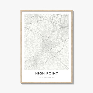 High Point Map Print: North Carolina City Map Art