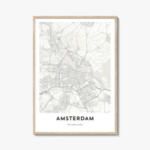 Karte von Amsterdam Print, Amsterdam Karte Geschenk, Amsterdam Poster, Stadt Karte Kunstwerk für Zuhause & für das Büro, Niederlande