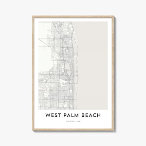 Kaart van West Palm Beach-poster, cadeau West Palm Beach-kaart, West Palm Beach-poster, kunstwerk stadsplattegrond voor thuis en op kantoor, Florida