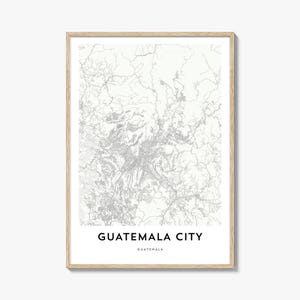 Impresión del mapa de la ciudad de Guatemala, regalo del mapa de la ciudad de Guatemala, póster de la ciudad de Guatemala, obra de arte del mapa de la ciudad para el hogar y la oficina, Guatemala