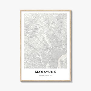 Manayunk Pennsylvania Map Art Print: Cityscape Home Decor