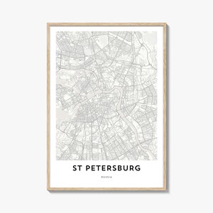 Map of St Petersburg Russia Print, St Petersburg Map Gift, St Petersburg Poster, City Map Artwork for Home & Office,