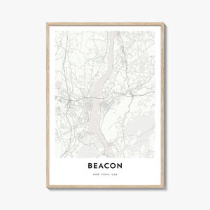 Kaart van Beacon-print, Beacon-kaartcadeau, Beacon-poster, kunstwerk stadsplattegrond voor thuis en op kantoor, New York