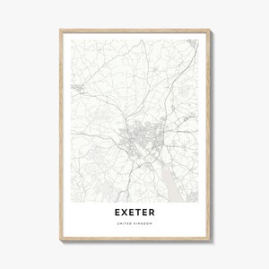 Karte von Exeter Print, Exeter Karte Geschenk, Exeter Poster, Stadt Karte Kunstwerk für Zuhause & für das Büro, Vereinigtes Königreich