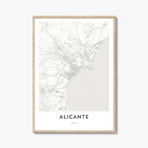 Map of Alicante Print, Alicante Map Gift, Alicante Poster, City Map Artwork for Home & Office, Spain