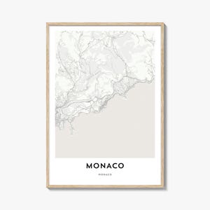 Map of Monaco Print, Monaco Map Gift, Monaco Poster, City Map Artwork for Home & Office, Monaco