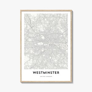 Westwestminster Karte Poster, London Karte Geschenk, London Poster, City Map Kunstwerk für Zuhause & im Büro, Vereinigtes Königreich