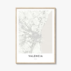 Karte von Valenien Spanien Druck, Karte von Valenzen Geschenk, Karte von Valenien Poster, Stadt Karte für Zuhause & im Büro,