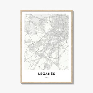 Impresión del mapa de Leganés, regalo del mapa de Leganés, póster de Leganés, obra de arte del mapa de la ciudad para el hogar y la oficina, España
