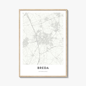 Karte von Breda Print, Breda Karte Geschenk, Breda Poster, Stadt Karte Kunstwerk für Zuhause & für das Büro, Niederlande