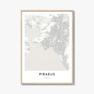 Karte von Piräus Print, Piräus Karte Geschenk, Piräus Poster, Stadt Karte Kunstwerk für Zuhause & im Büro, Griechenland